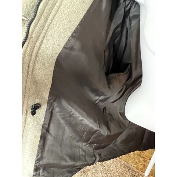 Wool Blend Coat with Hood Brown Oversized Casual Classic Warm‎ Outerwear - Picture 6 of 10